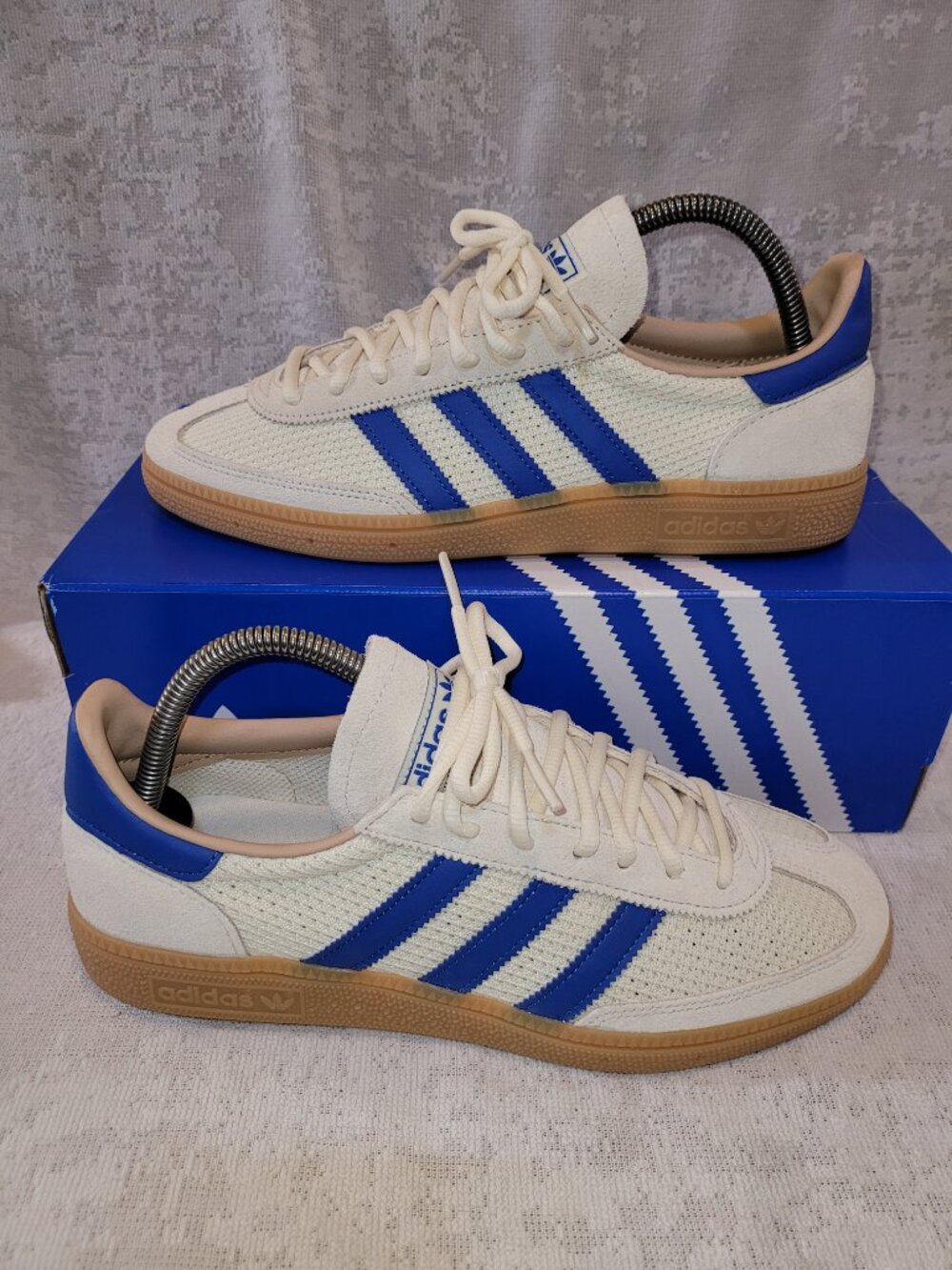 Adidas Men's Handball Spezial Size 8 Cream White Blue Warm Sandstone JS3865
